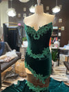 Emerald Enchantment" Velvet Corset Mermaid Gown with lace appliqués