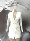 Double- Breasted Satin Notched Collar Blazer Mini Dress - Binta Sagale Shop