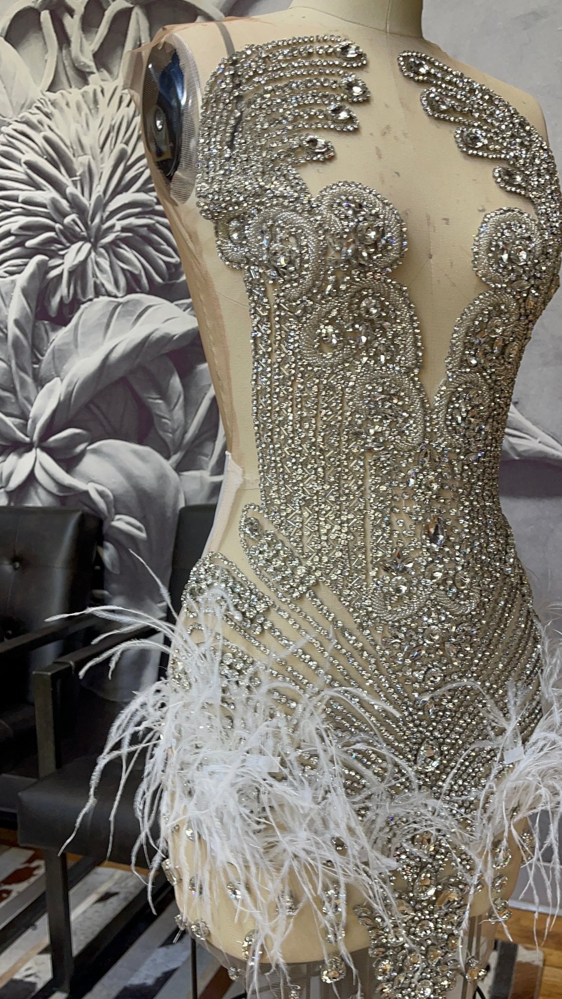 Rain Mini Rhinestones Dress - Binta Sagale Shop